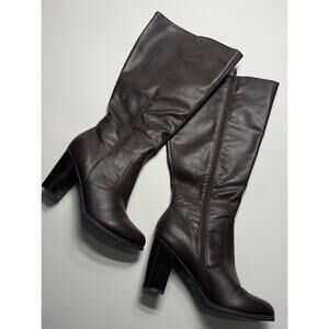 Style & Co Addyy Wide Calf Knee High Boots Women’s 8M Brown Chocolate Block Heel